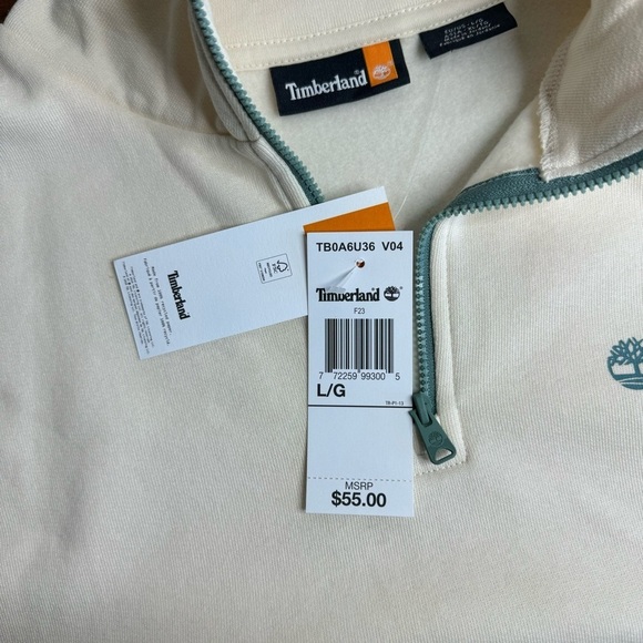 Timberland Woman’s Core + Funnel Neck Sweatshirt In Beige SZ. L - Picture 11 of 14